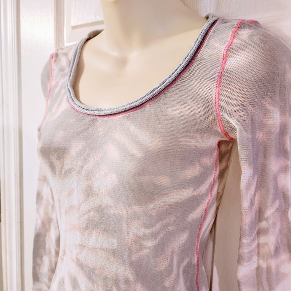 Marc Aurel Sheer Long Sleeve Neon Detail Top - Picture 4 of 7